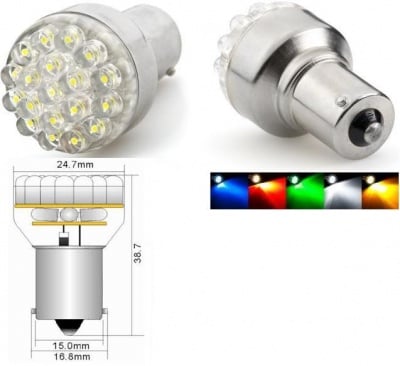 Светодиодна крушка авто BA15S 19LED бял