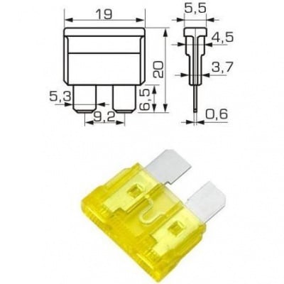 Предпазител за автомобил 20A 20x20mm.