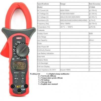 Мултицет амперклещи UT206A UNI-T