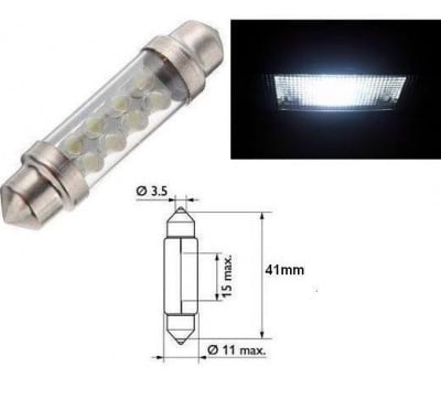 Светодиодна крушка авто C5W 41mm. 8LEDX3mm.