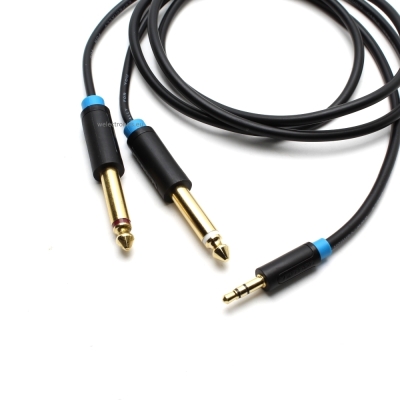 Аудио кабел 3.5 стерео жак/2 моно жака 6.3, 2m.