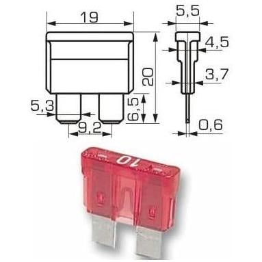 Предпазител за автомобил 10A 20x20mm.