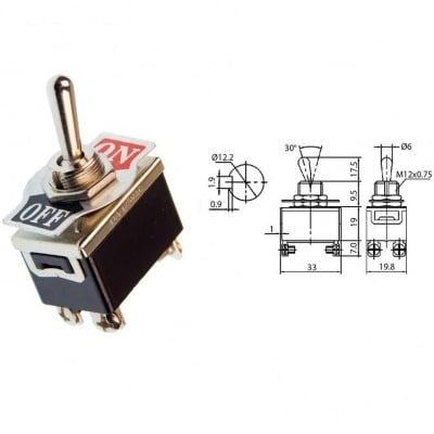 Превключвател KN3 C-201 6A 230V ON-OFF