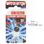 Литиева батерия CR1220 MAXELL