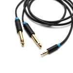 Аудио кабел 3.5 стерео жак/2 моно жака 6.3, 1.5m.